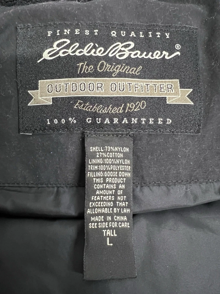 Chaleco de plumón de ganso Eddie Bauer para hombre L alto tareas de granero utilitario acolchado exterior lona Foto 4 de 4