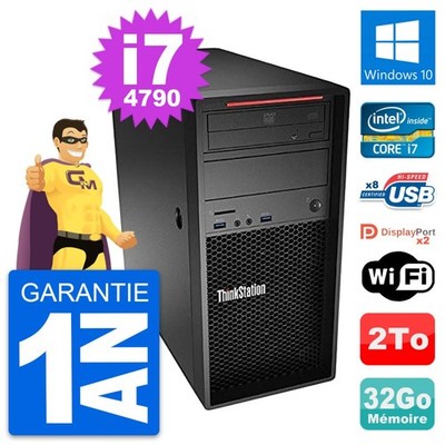 PC tour LENOVO Thinkstation P300 i7-4790 RAM 32Go Festplatte 2To Windows 10 Wifi