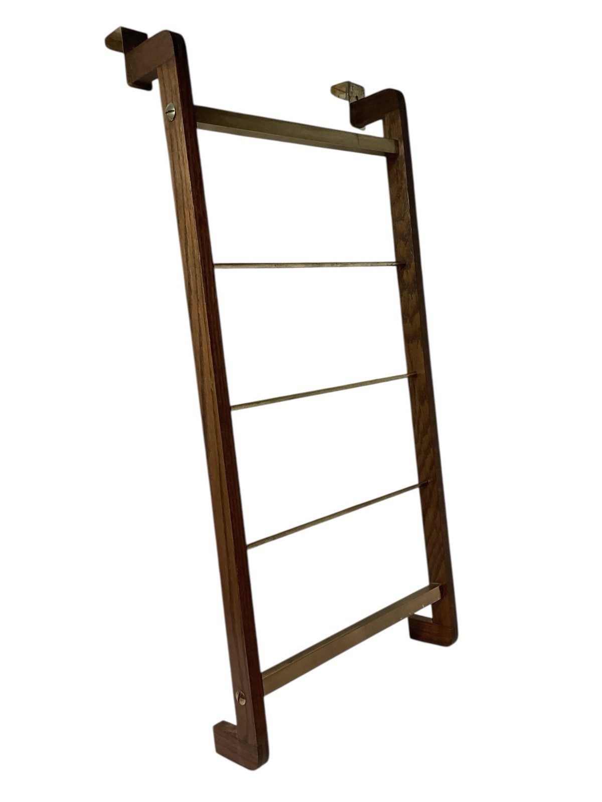 Rack Ladder 5 Tier Wood Metal Sleek Retro Home Bath