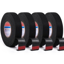4 Rolls 50Ft Black Wire Harness Cloth Tape Noise Dampening Heat Resistant