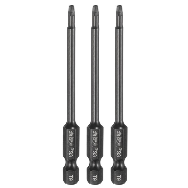 "3Er-Set T9 Magnetische Torx-Schraubendreherbits 1/4\" Sechskantschaft 75Mm FüR"-image