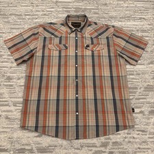 Howler Bros H Bar B Snap Shirt Men  s XL Pearl Snap Plaid Western Short Sleeve