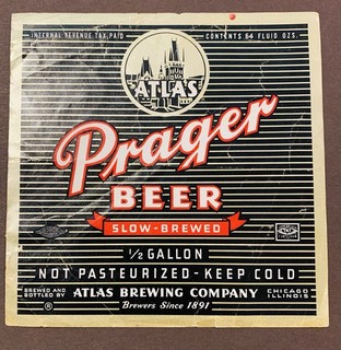 Atlas Prager 64oz Beer Label By Atlas Brewing Chicago IL IRTP