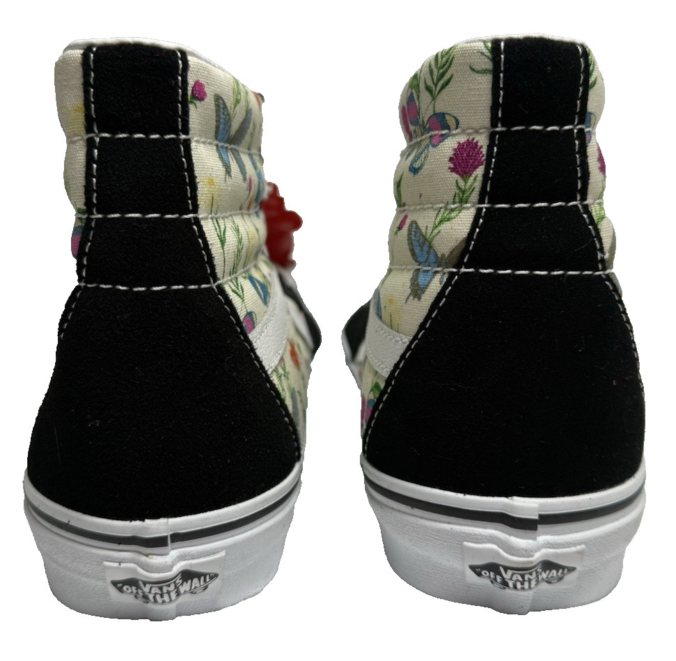 Vans mens shoe Sk8Hi High Top Sneakers Black Butterfly Floral Canvas US size 9.5 thumbnail 8