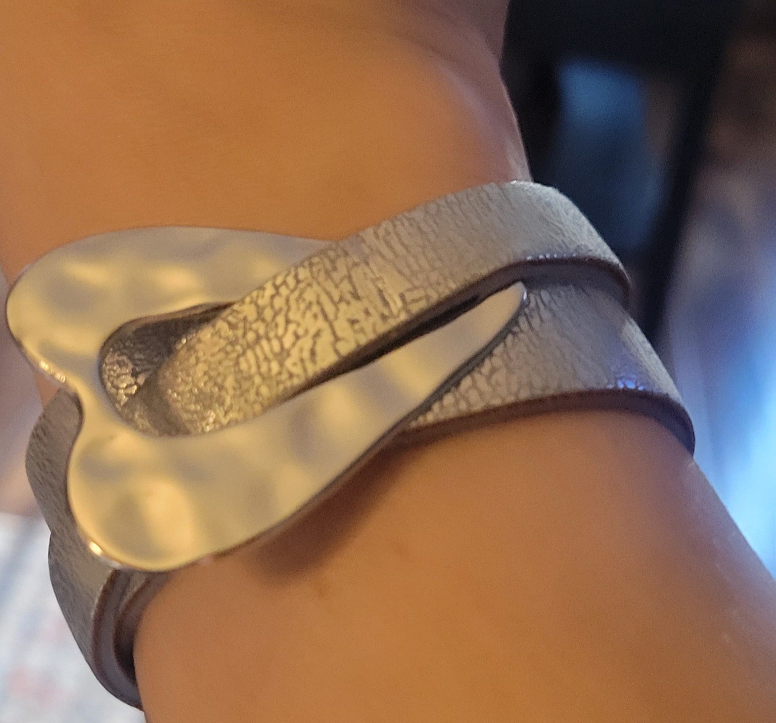 Ryze Silver Tone Faux Leather Multi-Strand Cuff Bracelet w/ Magnetic Clasp