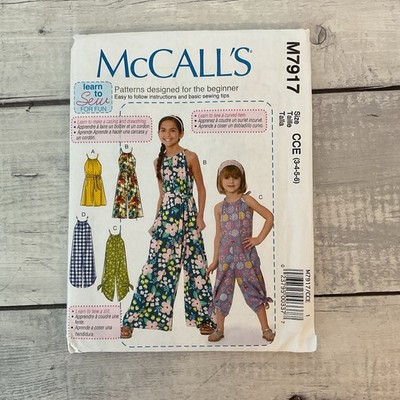 McCalls 7917 Sewing Pattern Romper Jumpsuit Halter Summer Girls Child 3-6 UNCUT