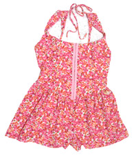 Wild Fable Romper Women  s Pink Floral Shorts Tie Back Puckered Stretch Jumpsuit