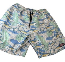 Vineyard Vines Men's Swim Trunks Medium Fish Print Pink Blue Drawstring