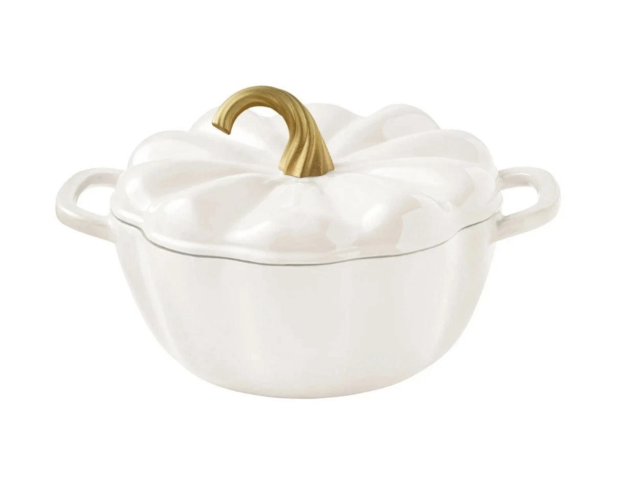 Pioneer Woman Pumpkin Enamel on Cast Iron Dutch Oven 3.5qt Linen