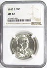 1952-S FRANKLIN Silver Half Dollar NGC MS 62