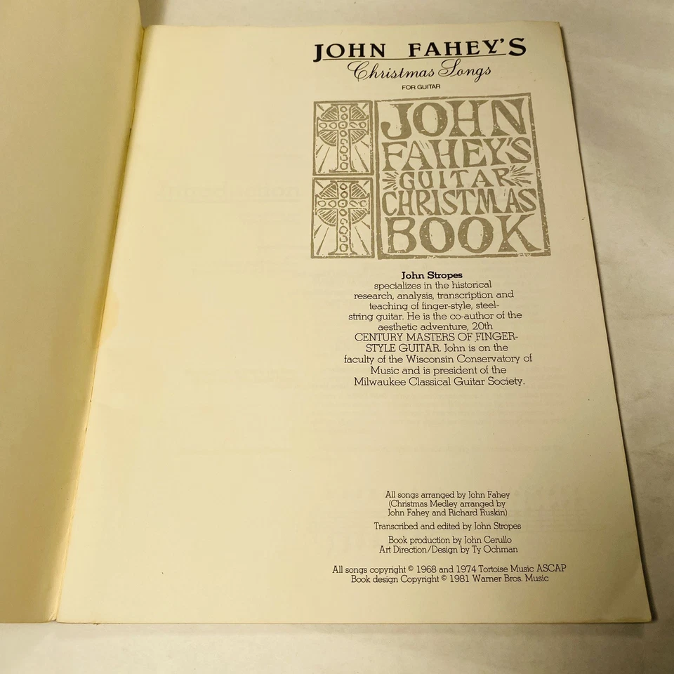 JOHN FAHEY’S CHRISTMAS SONGS FOR GUITAR BOOK JOHN STROPES Partituras De Colección Foto 3 de 4