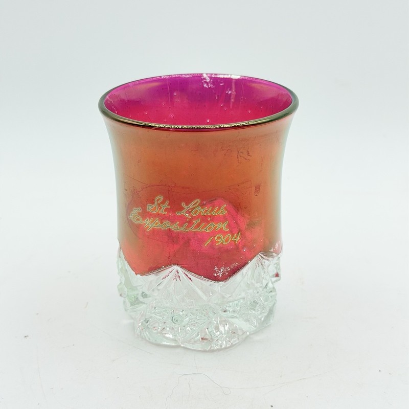 Antique Ruby Flash St Louis Exposition 1904 Souvenir Glass Tumbler World’s Fair