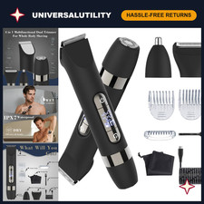 4-in-1 Waterproof Body Hair Trimmer  Groomer for Men, Rechargeable Electric Sha