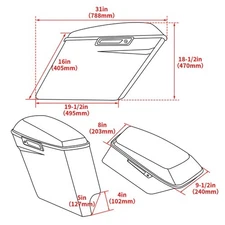 For Harley Touring Street Glide 2014-2024 5" Extended Hard Saddlebag Saddle Bags