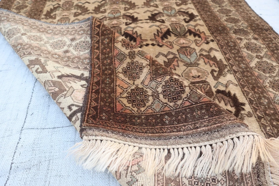 3'2x4'7 ft Brown Beige Terracotta Handmade Caucasian Rug- Entryway Rug, Kids Rug - Image 2 of 4