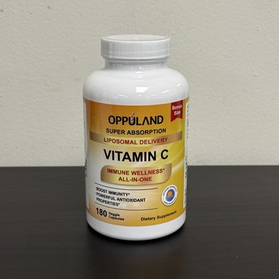 Oppuland Vit C 1000mg High Potency Immune Support - 180 Veggie Caps - Sealed