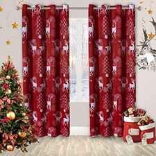 Deer  Snow Print Christmas Curtains for Living Room 52"W x 95"L Pack of 2 