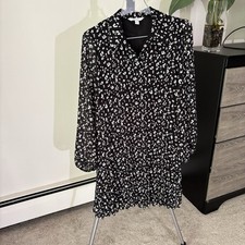 Nine West Dress Size M  Long Balloon Sleeves Pleat Relaxed Career Casual