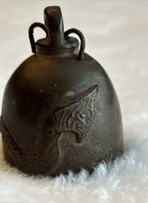 Antique Asian Bronze (or Brass) Temple Bell With Dragon Motif  2" x 1.5"