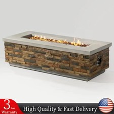 60 Rectangular Concrete Propane Gas Fire Pit ...