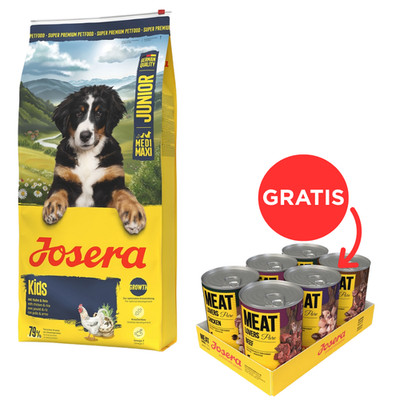 JOSERA Junior Kids junge Hunde 12,5kg + JOSERA Meat Lovers Pure 6x400g GRATIS