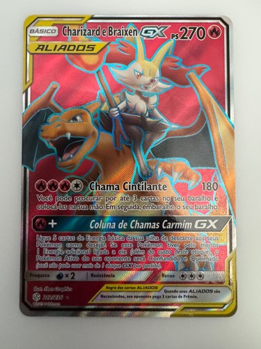Charizard & Braixen GX 212/236 - Cosmic Eclipse - PORTUGUESE CARD - Pokemon TCG