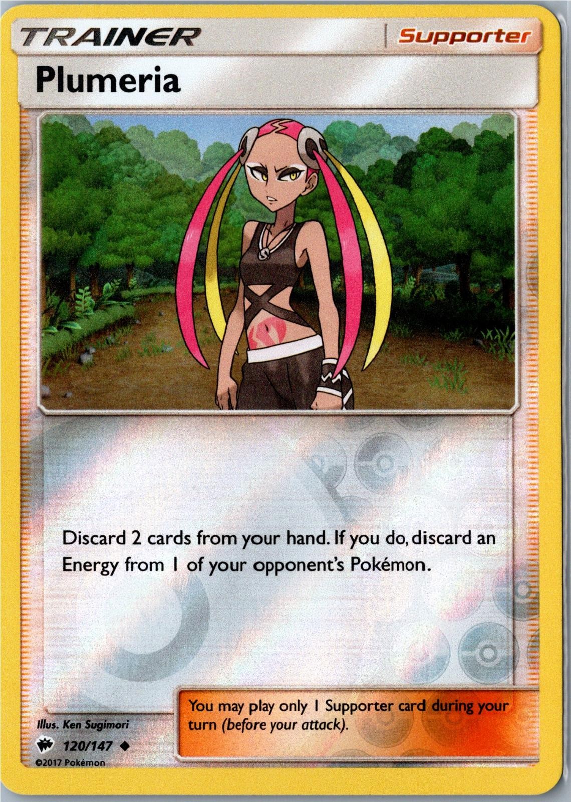 Plumeria Burning Shadows 120/147 Uncommon Reverse Holo Near Mint - Pokemon Card