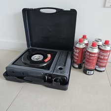 Portable Stove w Case & 5 Gas Cans Camping Van Life Emergency Blackout Cooktop