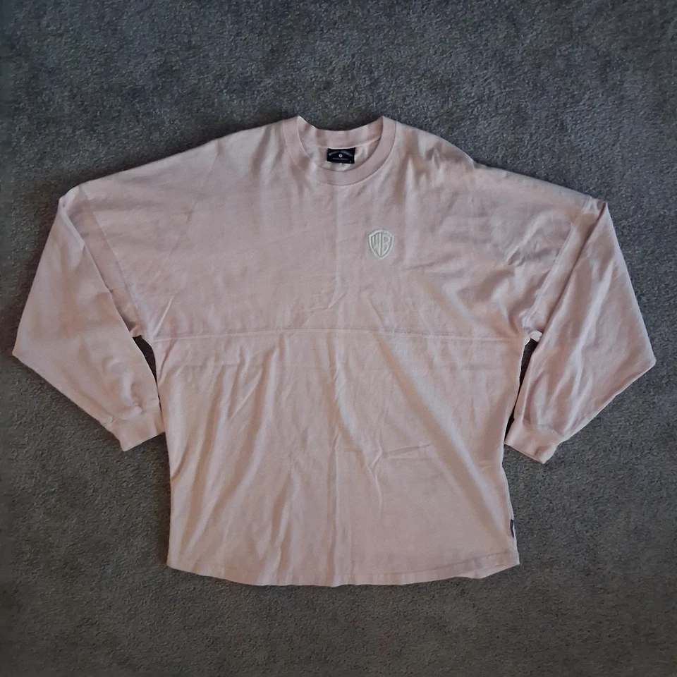 Camiseta deportiva Warner Bros Spirit talla grande rosa manga larga blanca logotipo en relieve Foto 2 de 4