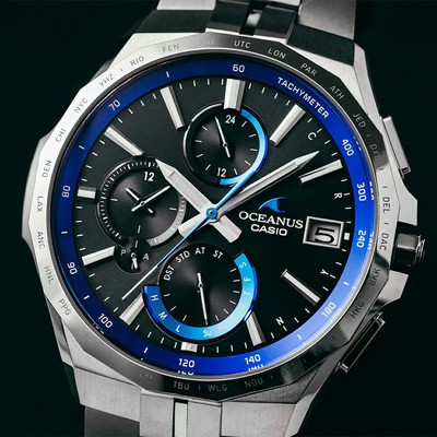 Unused CASIO Oceanus OCW-S5000-1AJF Black Manta Slim Chrono Men's