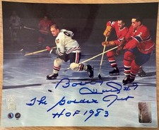 BOBBY HULL CHICAGO BLACKHAWKS SIGNED AUTO 8X10 PHOTO JET HOF 1983 AUTOGRAPHED