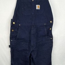 Carhartt R01-M Relaxed Fit Blue Cotton Double Knee Canvas Bib Overalls 34x34