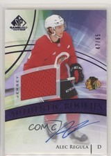 2020-21 SP Game Used Authentic Rookies Purple Jersey 47/65 Alec Regula Auto 04f2