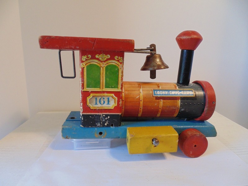 Vintage USA 1949 Fisher-Price Looky Chug-Chug #161 Wooden Pull Toy