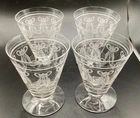 Set Of 4 VTG Crystal Morgantown Depression Wine Juice Glasses-3.75" Tall