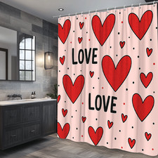 Romantic Red Hearts Shower Curtain for Cute Bathroom Decor