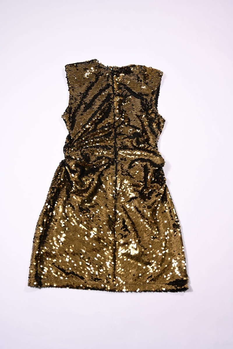 h&m bronze sequin dress Women's Dark brown Sequined net dress
