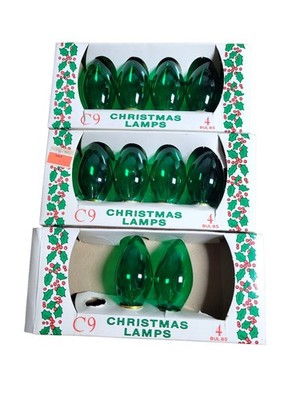Vtg NOS NORTHERN LIGHTS OUTDOOR C9 CHRISTMAS LAMPS BULBS Green 10 Bulbs