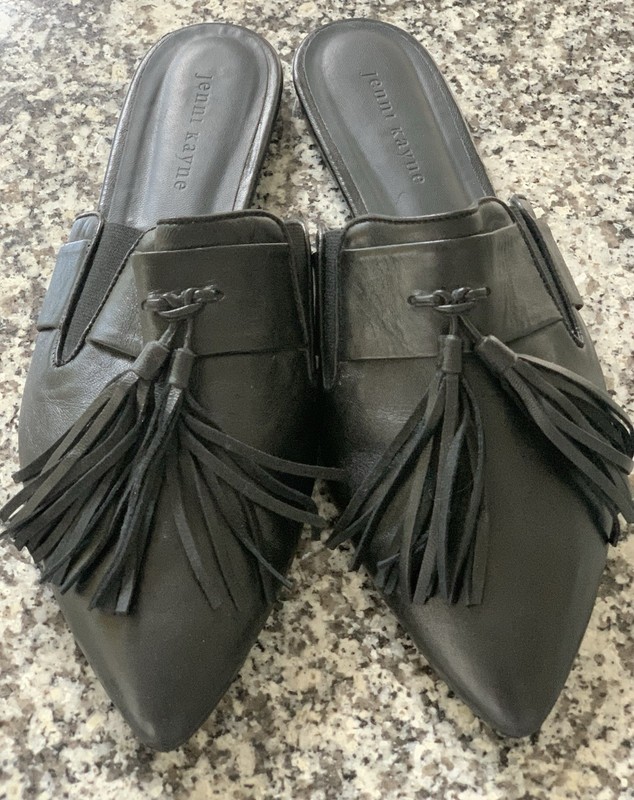 Jenni Kayne Black Leather Mules With Tassels 41