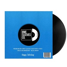 BMC 50 Vinyl Record Inner Sleeves for 7 Inch 45 RPM EP Blue Paper Sleeves f...