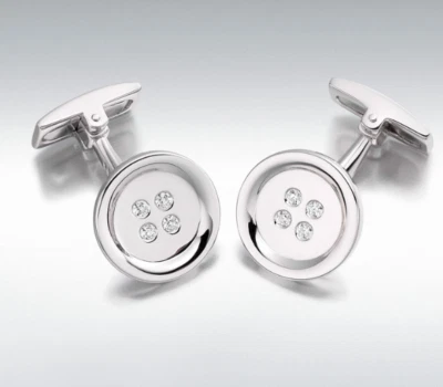 Boutons De Manchette En Argent Sterling Cz De Hoxton Londres - Photo 1/2