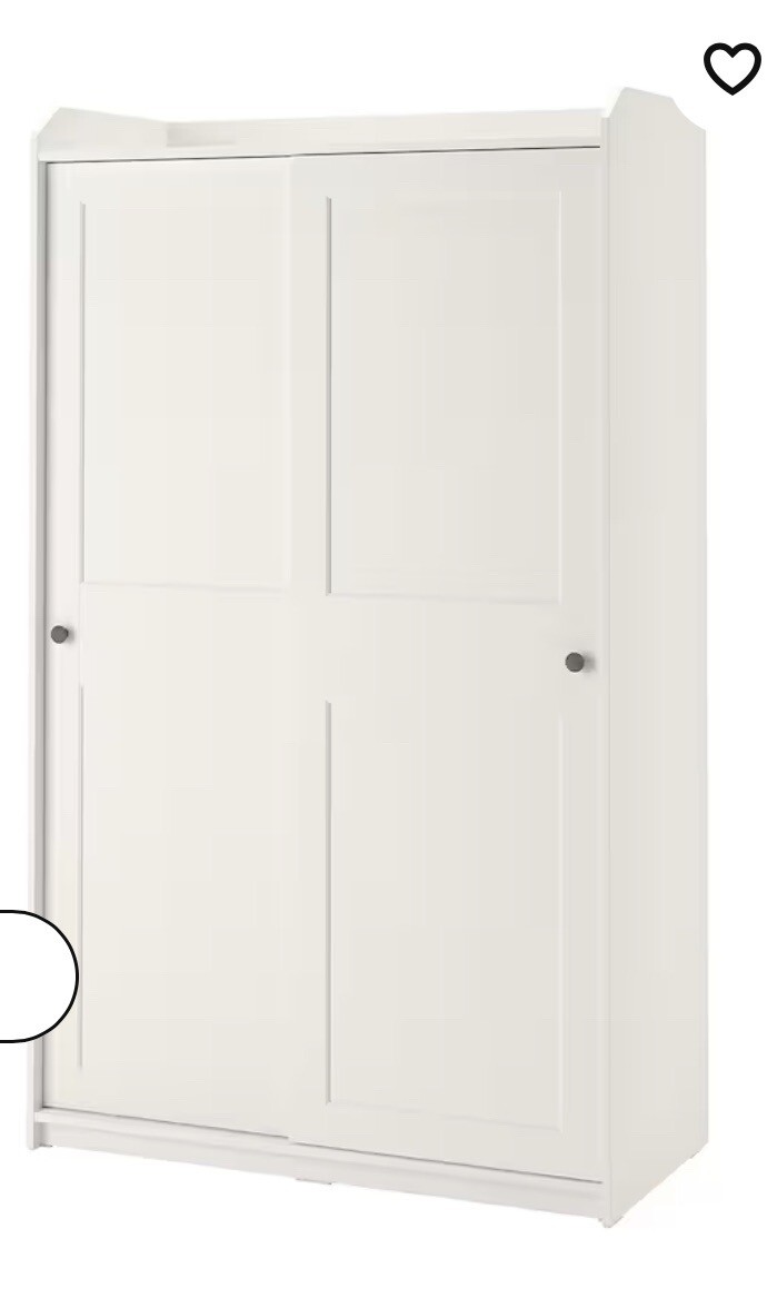 IKEA HAUGA Wardrobe with sliding doors, white, 118x55x199 cm eBay