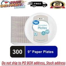 Great Value Disposable Paper Plates 9In Bulk Strong & soak proof Microwave