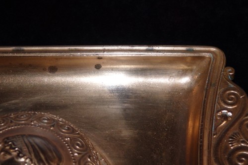 Antikes französisches Tintenfass aus Bronze 19. Jh. F. BARBEDIENNE mit Kobaltglas - Bild 23 von 24