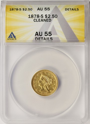 Cuarto de águila Liberty Gold 1878-S $2,5 ANACS AU55 detalles limpios