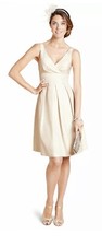 M&S Size 12 Antique Cream Fit And Flare Occasion Dress Party Wedding V Neck Bnwt