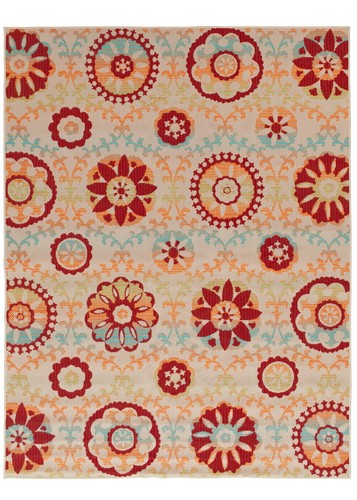 5'x7' Multicolor Floral Medallion Outdoor Rug