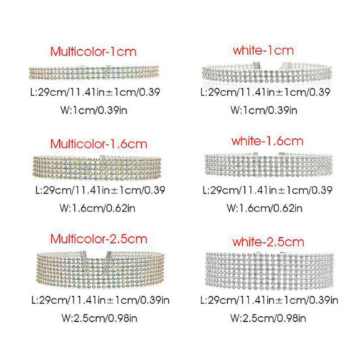 Choker Crystal Fashion Necklace Ladies Girl Diamante Jewellery Rhinestone Silver - Picture 14 of 36