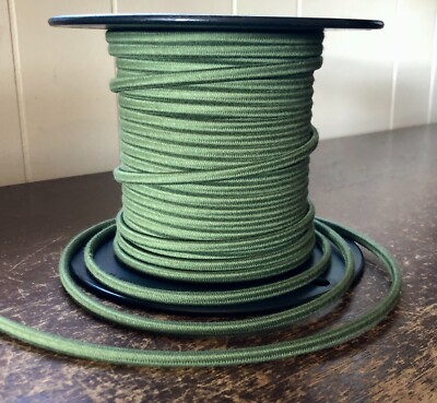 #ad Green 2 Wire Cloth Covered Cord 18ga Vintage Style Lamps Antique Lights Cotton $1.21