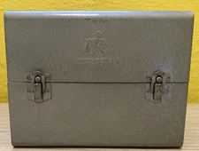 Vintage metal Brumberger slide case W/ 3 Vintage Olson Movie reel Cases VGC